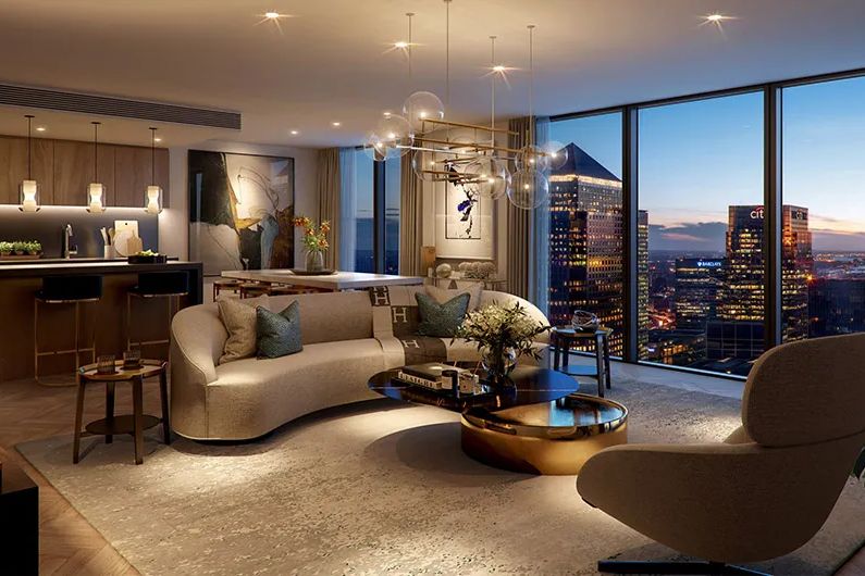 New-build apartment interior with city views